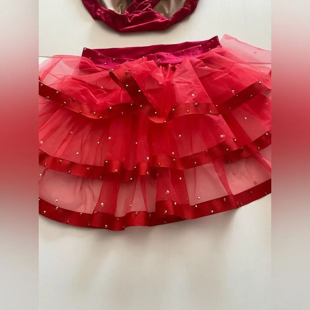 Kelle solo dance costume red sassy jazz feather FASHION FLOCK 5402 4389 SA